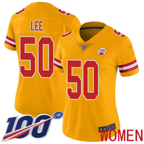 Women Kansas City Chiefs 50 Lee Darron Limited Gold Inverted Legend 100th Season Nike NFL Jersey